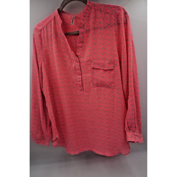 Mittoshop Geometric Patterned Long Sleeve Pink/Grey Office/Casual Blouse Size L - Picture 7 of 9